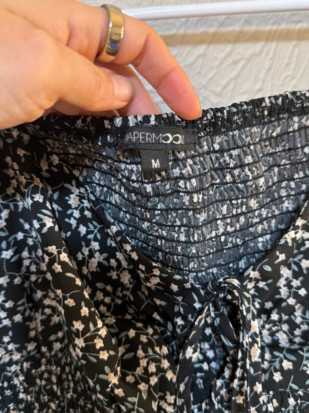Papermoon Black Floral Smocked Mini Dress - Picture 2 of 7
